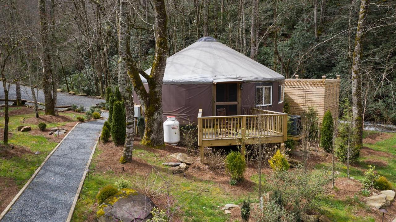 Вилла Tranquil Haven Luxy Yurt - Creekside Glamping With Private Hot Tub Topton Экстерьер фото